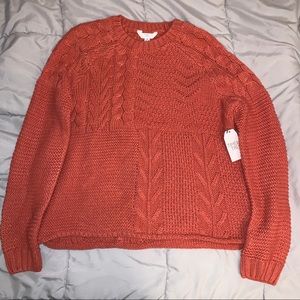 Time and Tru Berry Mixed Stitch Knit Sweater